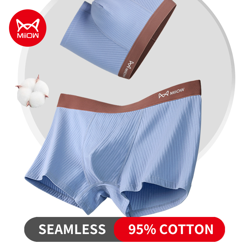 MiiOW 3pcs Knitting Cotton Men - Boxer Brief Pack Cotton ulasan dan harga